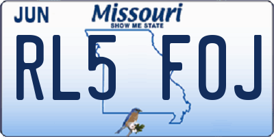 MO license plate RL5F0J