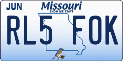 MO license plate RL5F0K