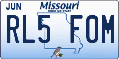 MO license plate RL5F0M
