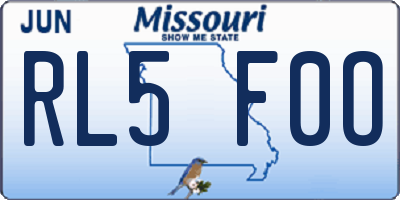 MO license plate RL5F0O