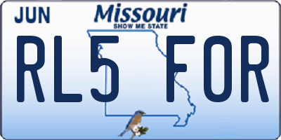 MO license plate RL5F0R