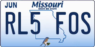 MO license plate RL5F0S