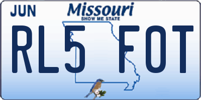 MO license plate RL5F0T