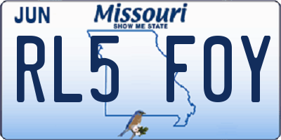 MO license plate RL5F0Y