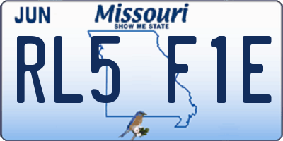 MO license plate RL5F1E