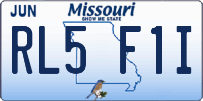 MO license plate RL5F1I