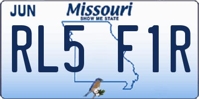 MO license plate RL5F1R