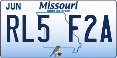 MO license plate RL5F2A