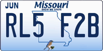 MO license plate RL5F2B