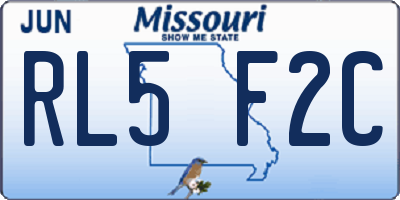 MO license plate RL5F2C