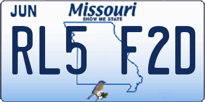 MO license plate RL5F2D