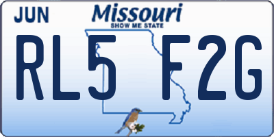 MO license plate RL5F2G