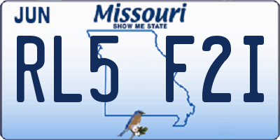 MO license plate RL5F2I
