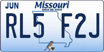 MO license plate RL5F2J