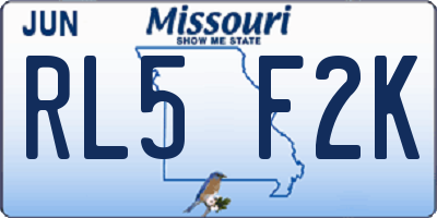 MO license plate RL5F2K