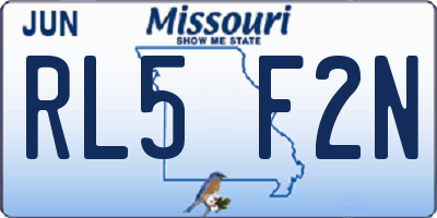 MO license plate RL5F2N