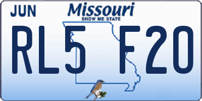 MO license plate RL5F2O