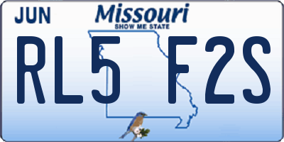 MO license plate RL5F2S