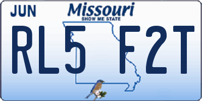 MO license plate RL5F2T