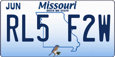 MO license plate RL5F2W