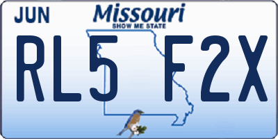 MO license plate RL5F2X