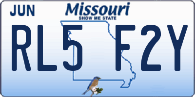 MO license plate RL5F2Y
