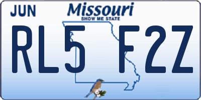 MO license plate RL5F2Z