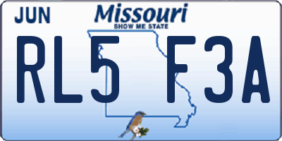 MO license plate RL5F3A