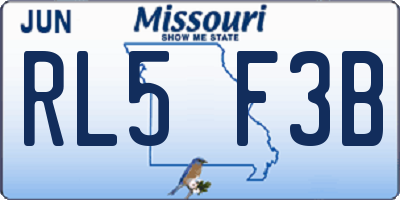 MO license plate RL5F3B
