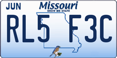 MO license plate RL5F3C