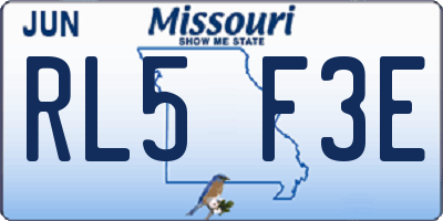 MO license plate RL5F3E