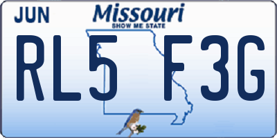MO license plate RL5F3G