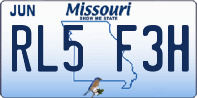 MO license plate RL5F3H