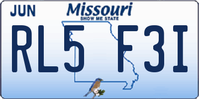 MO license plate RL5F3I