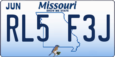 MO license plate RL5F3J