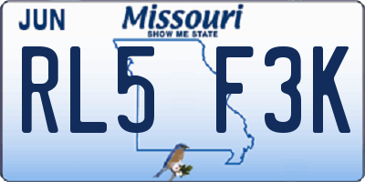 MO license plate RL5F3K