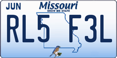MO license plate RL5F3L