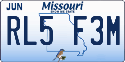 MO license plate RL5F3M