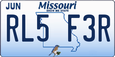 MO license plate RL5F3R