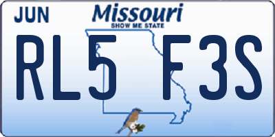 MO license plate RL5F3S
