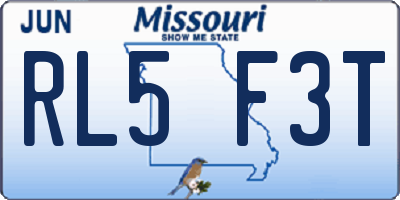 MO license plate RL5F3T
