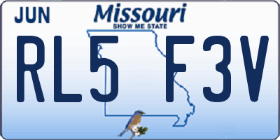 MO license plate RL5F3V