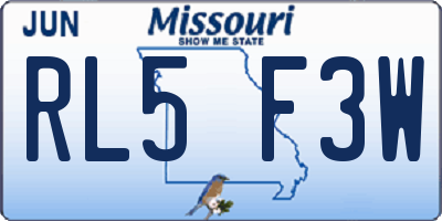 MO license plate RL5F3W