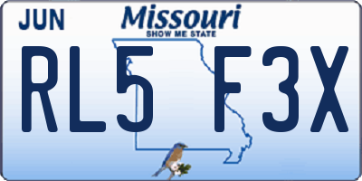 MO license plate RL5F3X