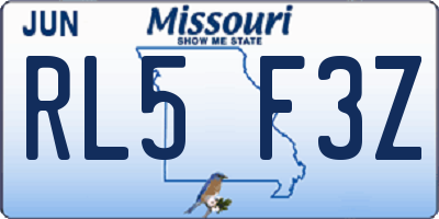 MO license plate RL5F3Z