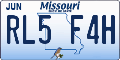MO license plate RL5F4H
