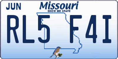 MO license plate RL5F4I