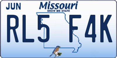 MO license plate RL5F4K