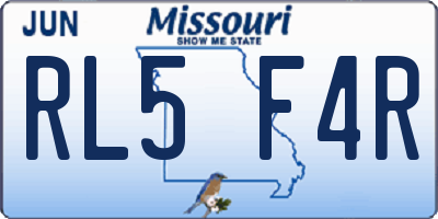 MO license plate RL5F4R