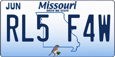MO license plate RL5F4W